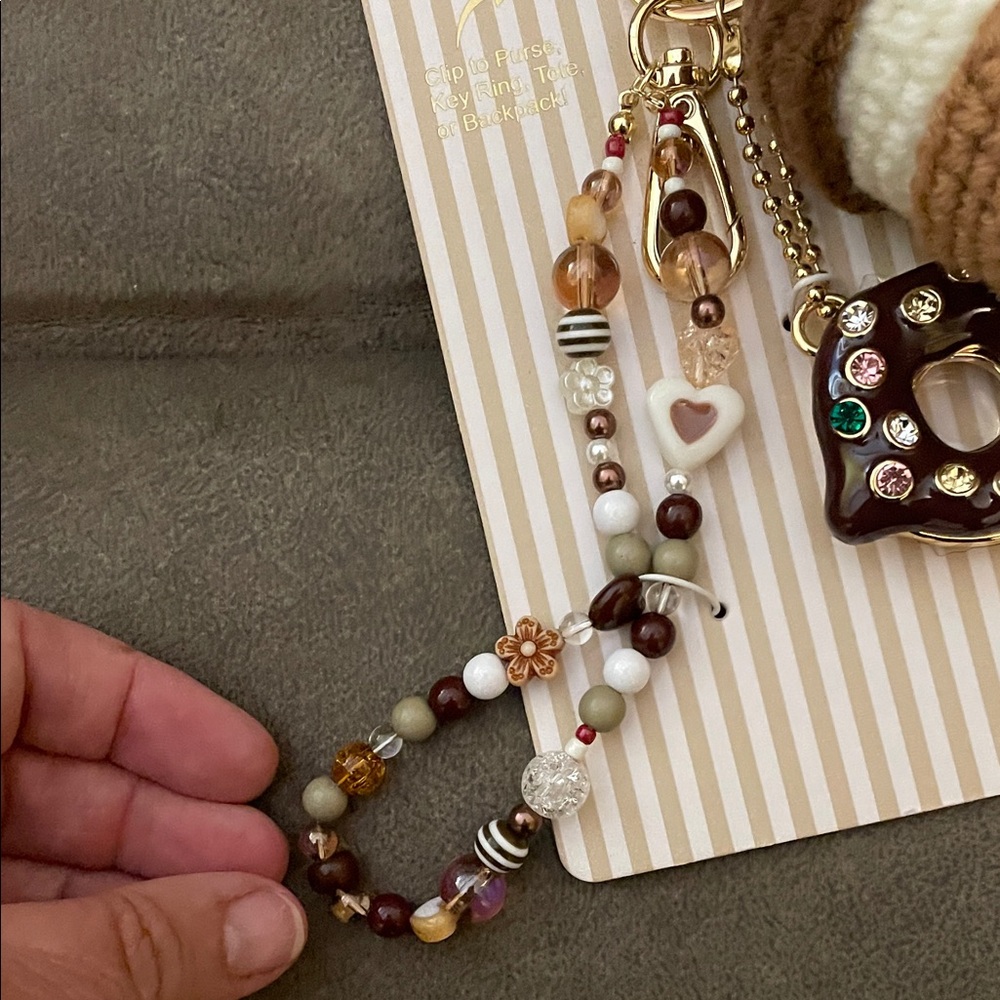 Piper K Brown and Cream Crochet  Bag Charm - Picture 4 of 5